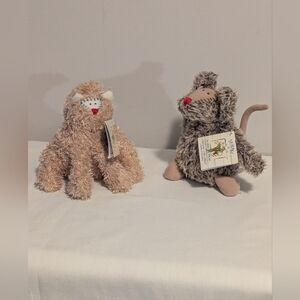 stitches By Lynsey Paterson Plush Cat and Mouse Toy Set. Stitches Face. Scruffy.